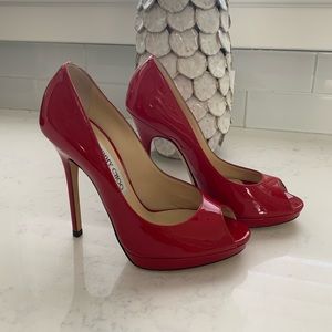 Jimmy Choo Red Patent Leather Pumps (Quiet) Sz36.5